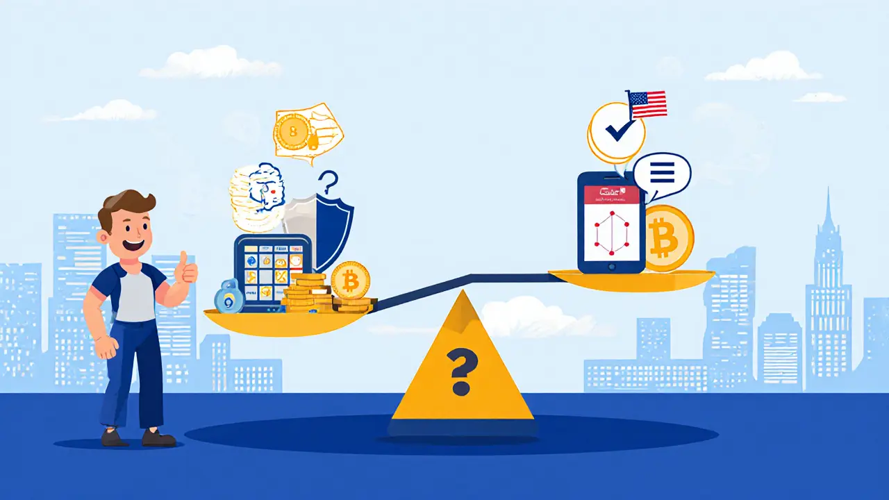 Cartoon weighing scale showing pros and cons icons for ReflexTrader.