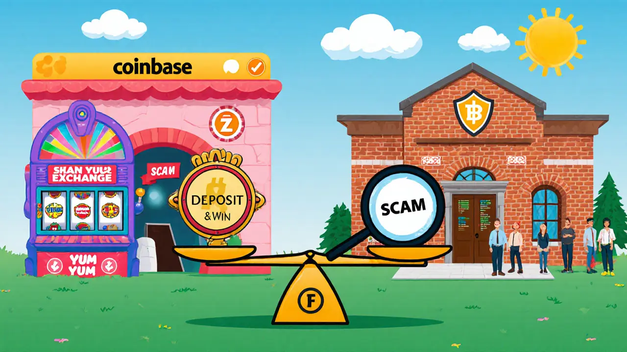 Comparison between a flashy fake exchange and a trustworthy crypto platform