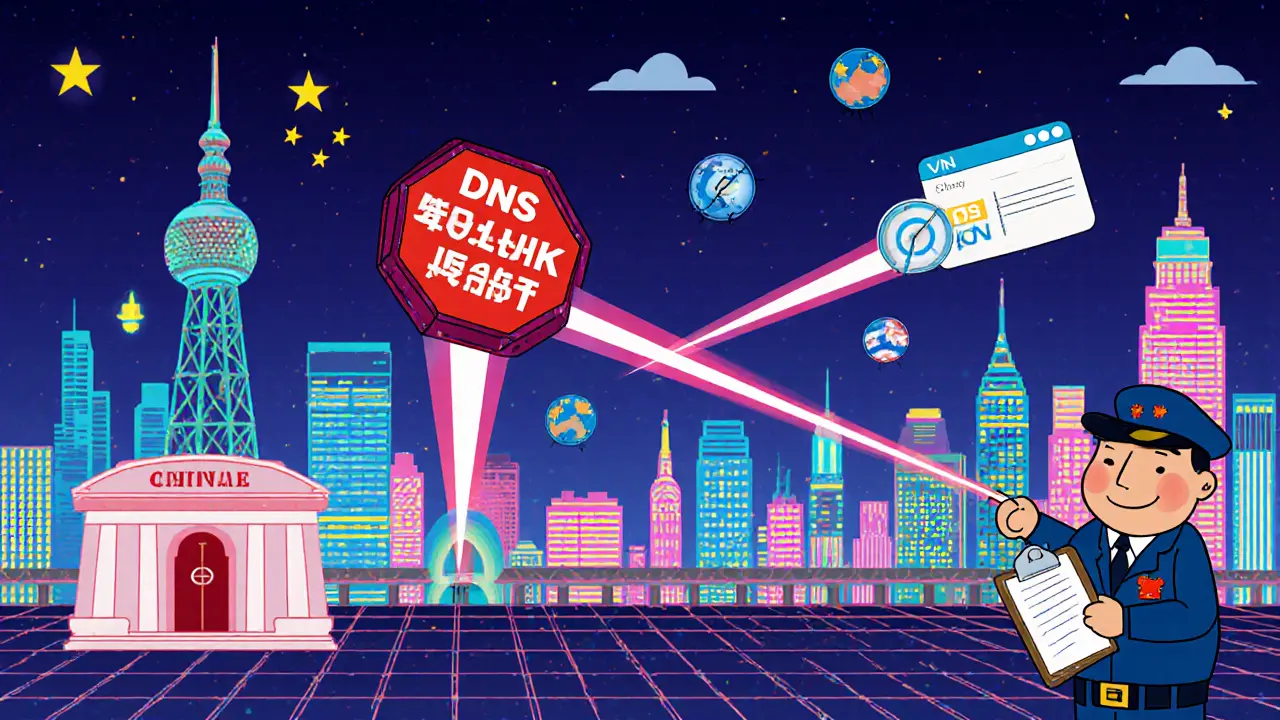 City skyline with ISP towers, banks and police enforcing crypto bans.