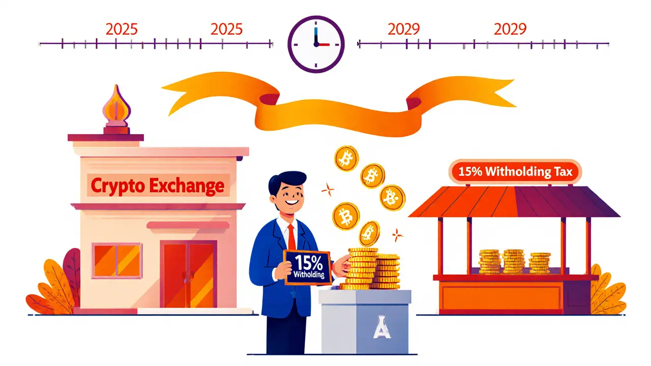 Foreign exchange paying 15% withholding tax to Thai official, timeline shown.