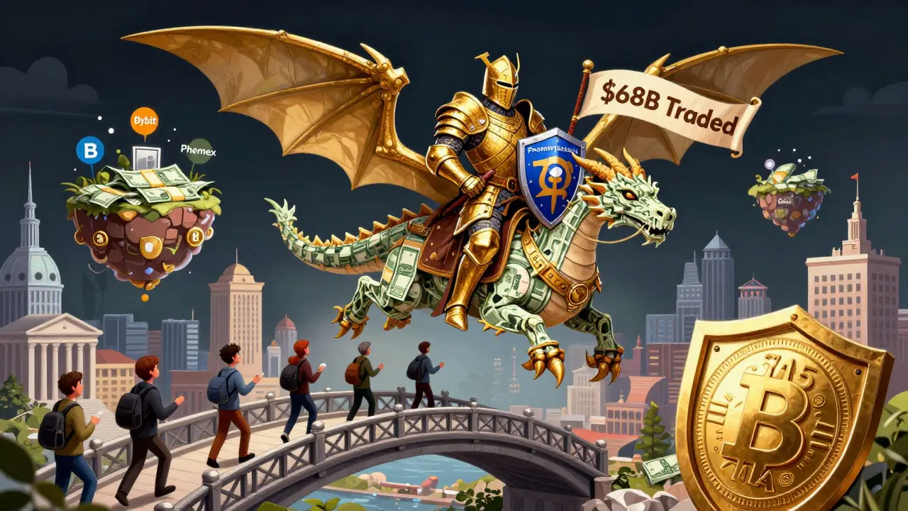 A golden A7A5 knight on a ruble dragon bridges ordinary Russians to global crypto exchanges.