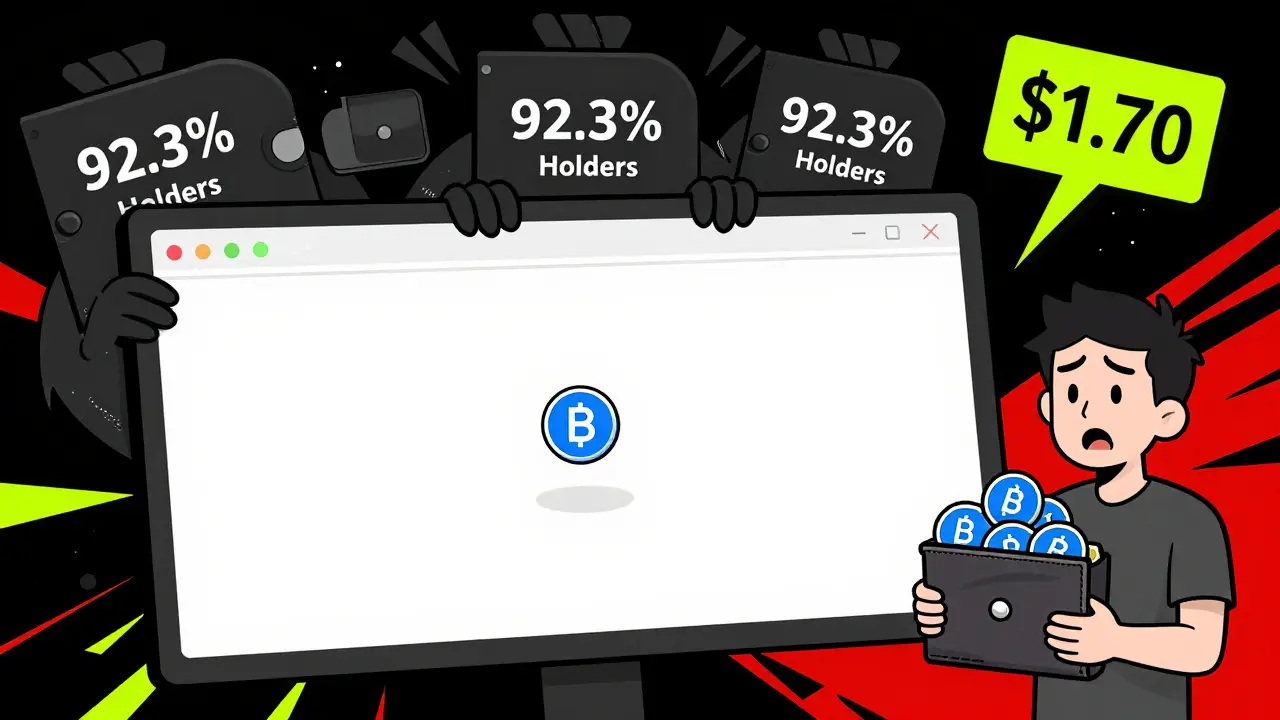 A tiny BULEI token in an empty trading pool with giant shadowy wallets looming over it.