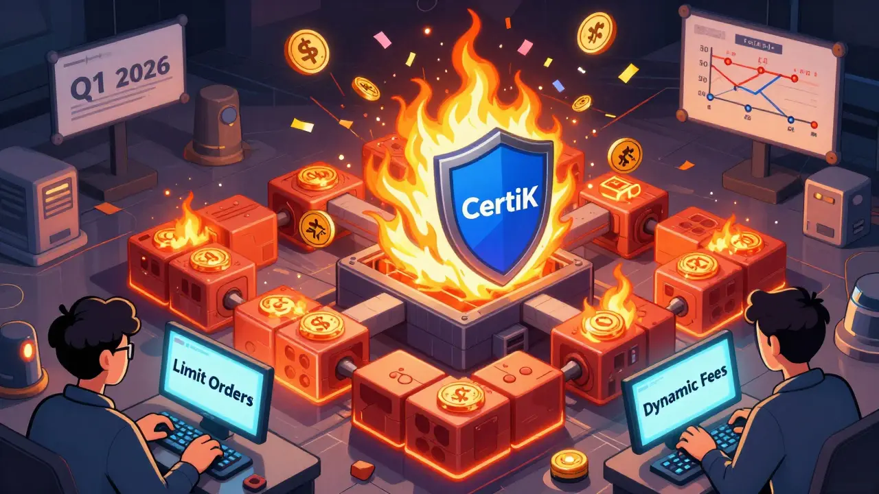 FlameSwap smart contract machine burning FPT tokens under CertiK shield