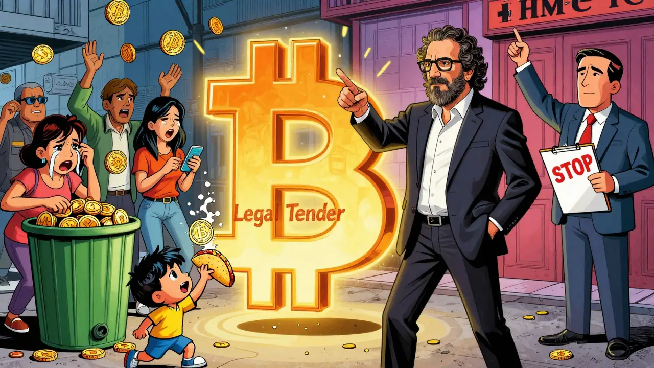 President Bukele promoting Bitcoin as it crumbles around chaotic scenes of failed transactions and IMF intervention.