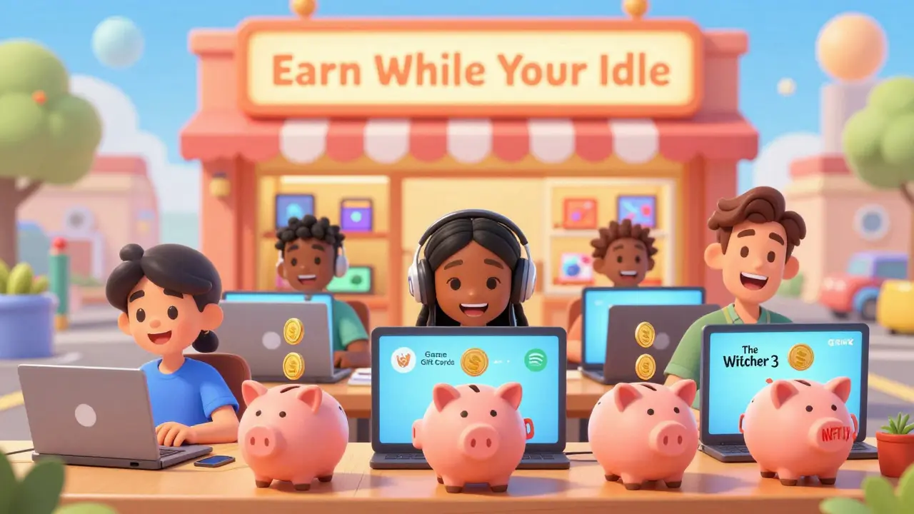 People earn GHX tokens that turn into game gift cards and subscriptions.