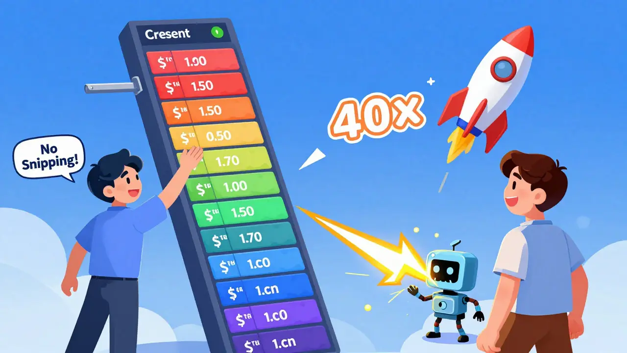 Trader placing limit order on tick-based price ladder with efficient ranged liquidity bands.