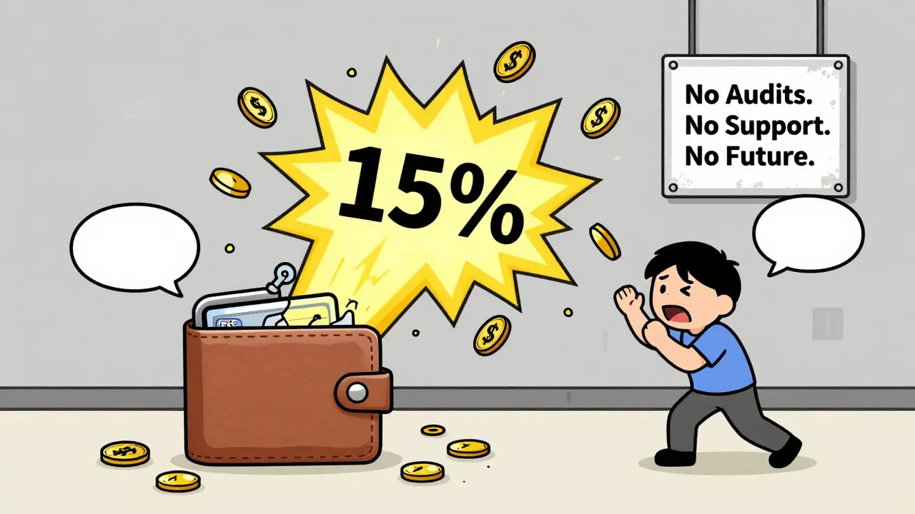 A wallet connected to a crumbling RCPswap smart contract as a trade causes a massive price slippage explosion.