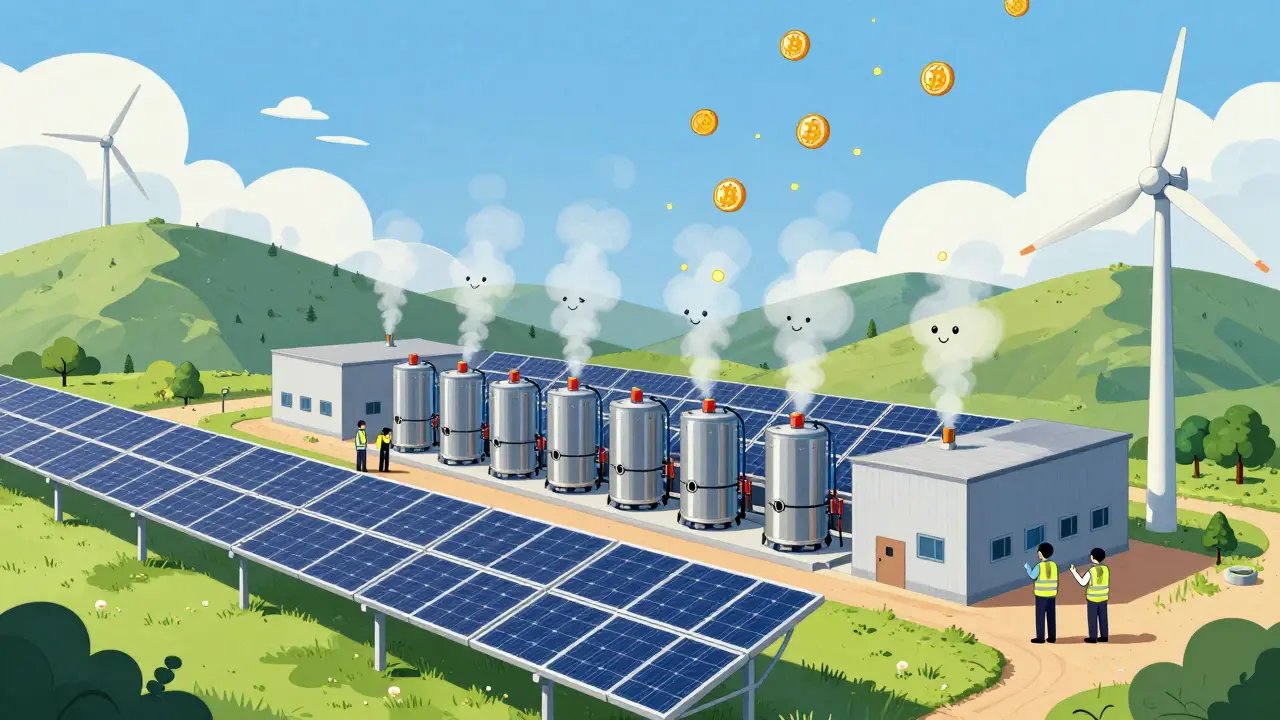 Renewable energy powering modern cryptocurrency mining facility