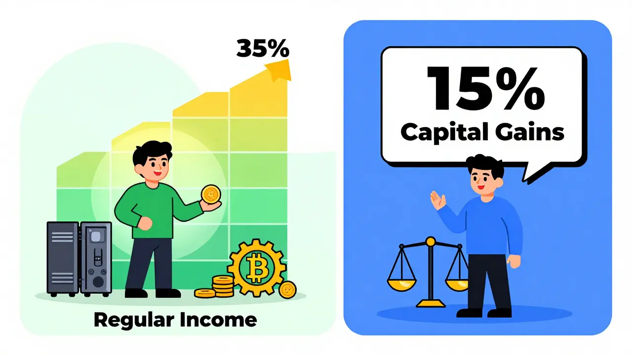 Comparison of 15% capital gains vs 35% mining taxes