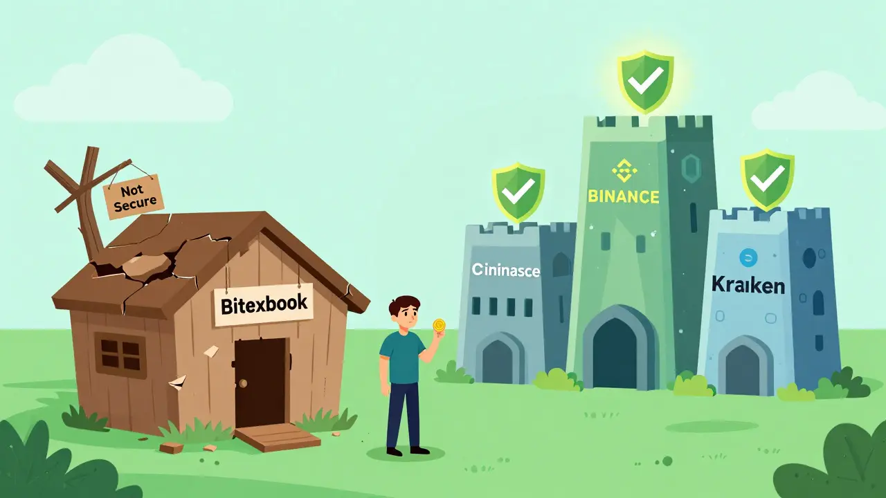 Comparison of unsafe Bitexbook shack vs secure fortified crypto exchanges