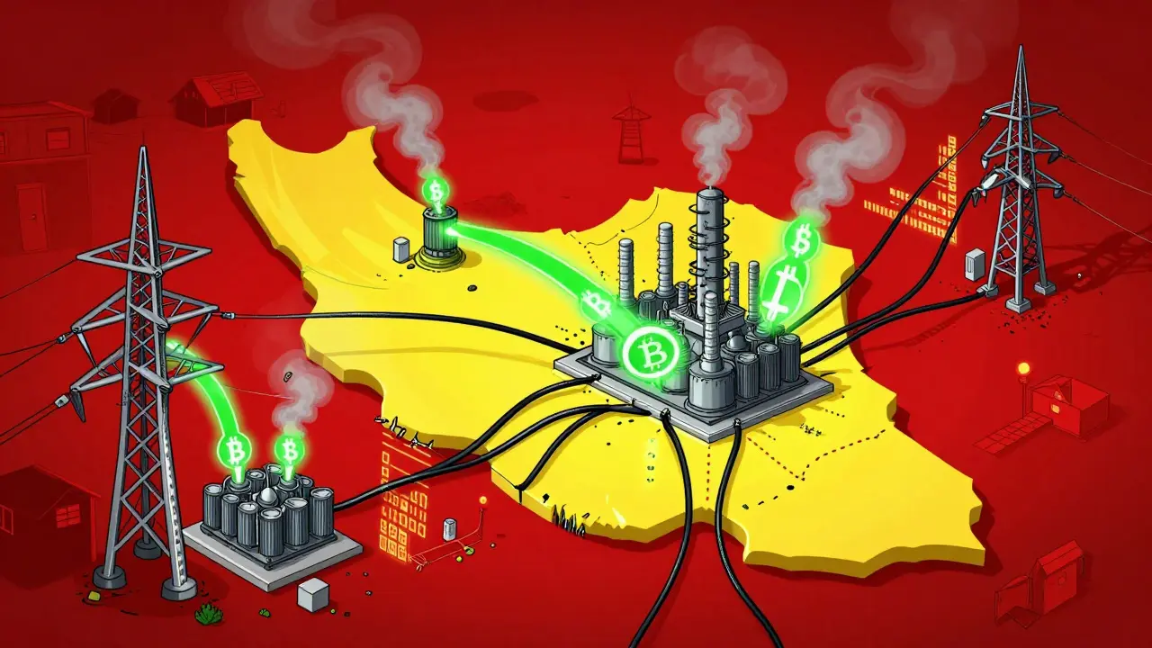 Power grid snapping under weight of crypto mining flow