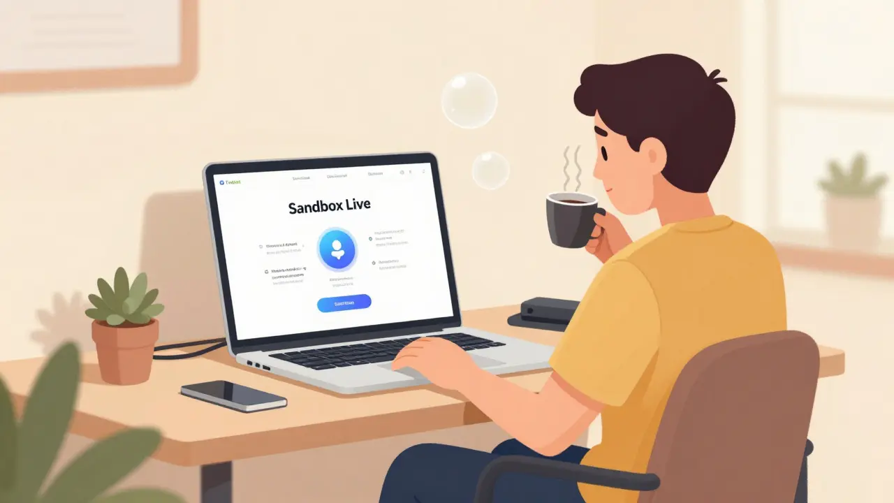Relaxed solo founder using streamlined auto-provisioned crypto test keys