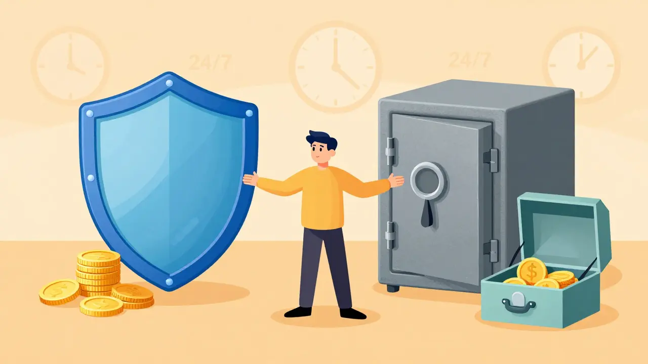 Shield protecting coins and cold vs hot wallet storage