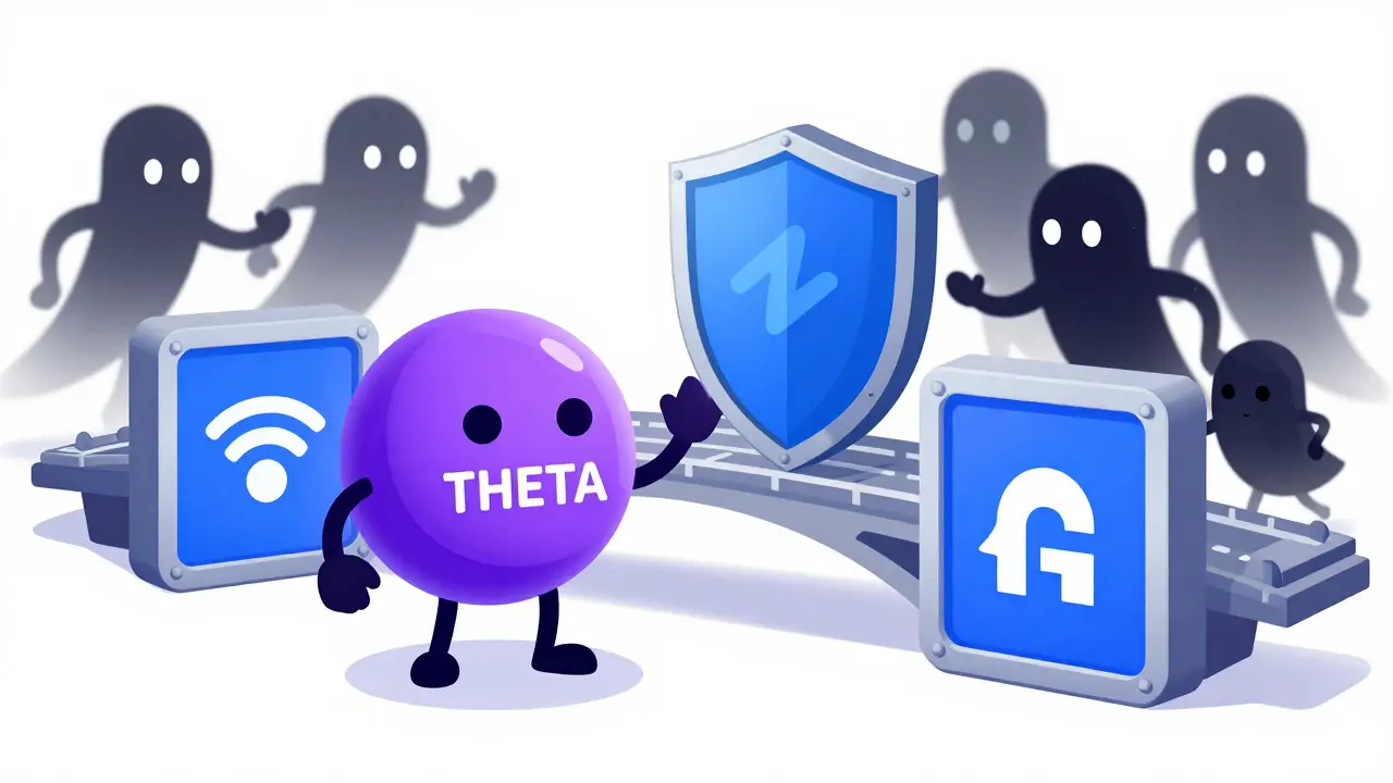 THETA token choosing safe swap bridge over scam ghosts