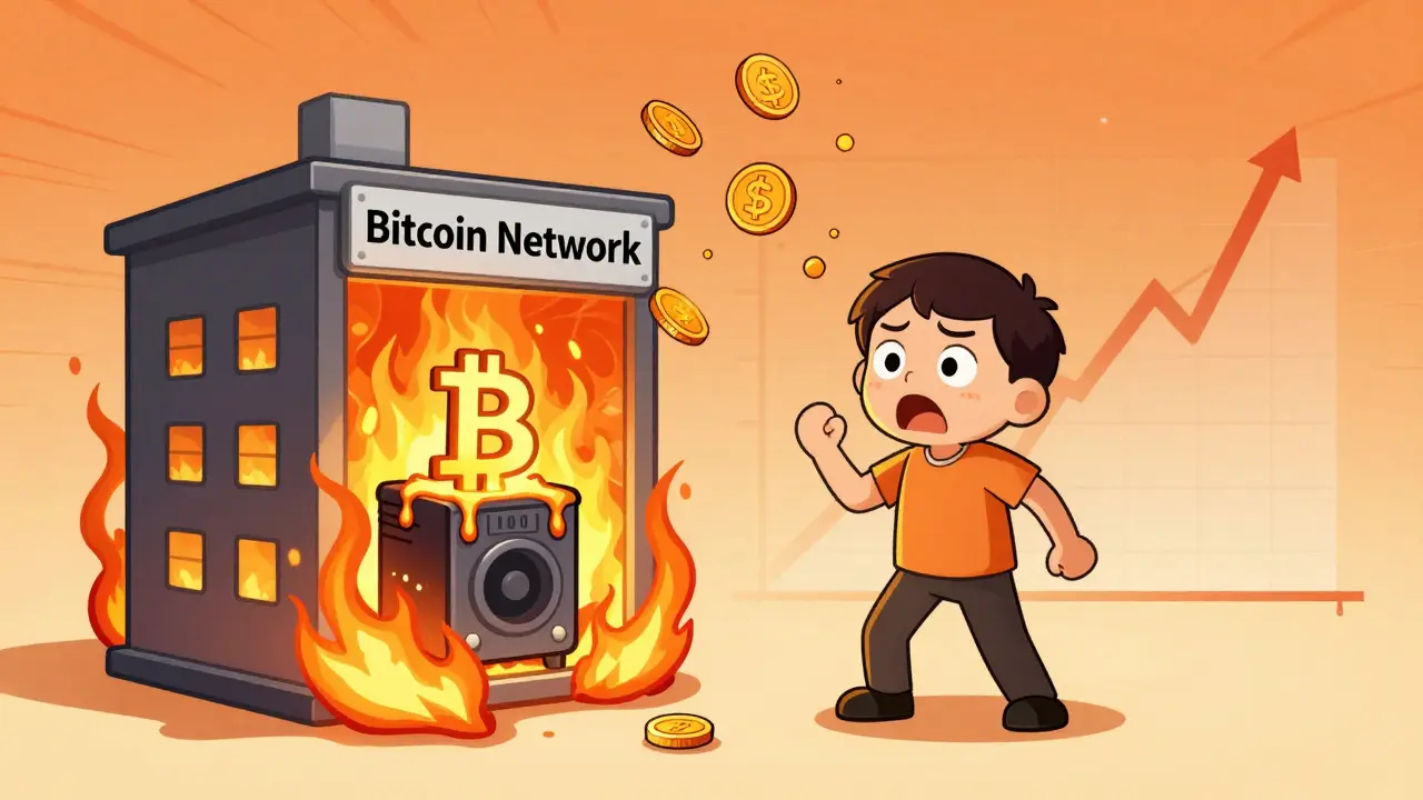 Attacker watching their investment burn in Bitcoin fire