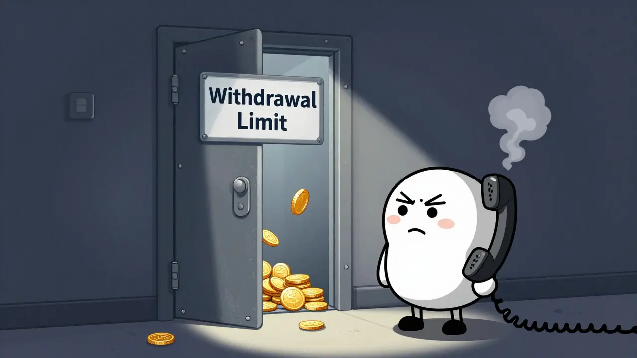 Cartoon character blocked from withdrawing funds by high limits