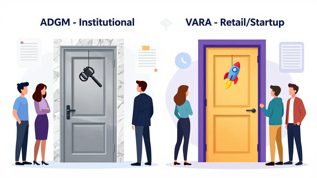 Comparison of ADGM institutional and VARA retail jurisdiction paths