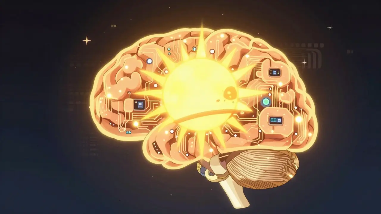 Futuristic glowing supercomputer brain symbolizing AI evolution