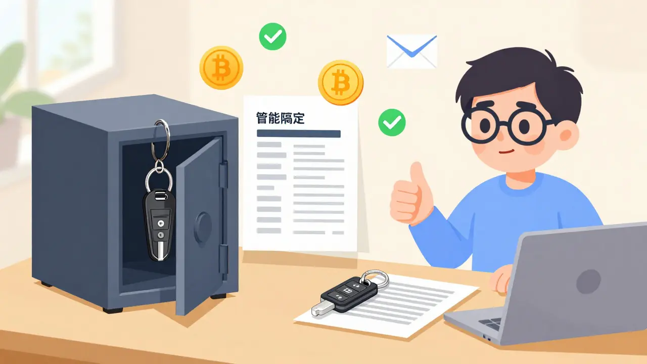 Cartoon showing primary and backup hardware keys for secure access