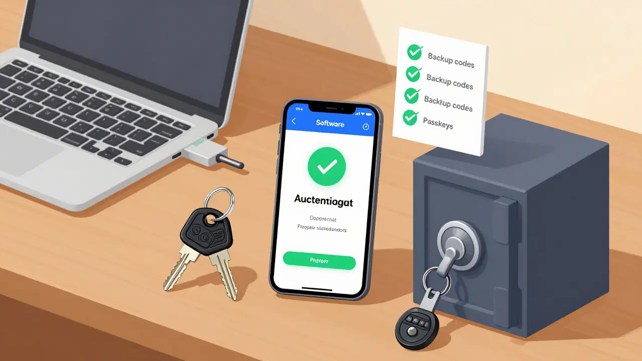 Secure desk setup with phone app and hardware keys