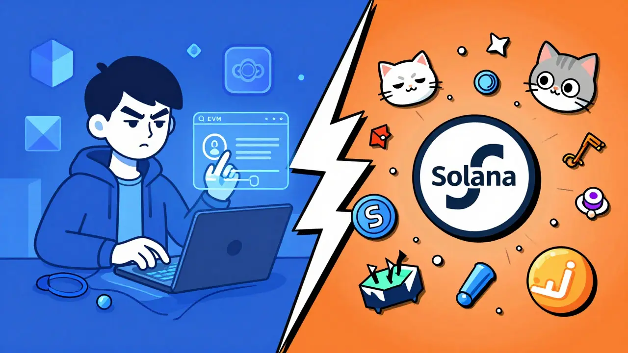 Contrast between Blast and Solana tokens