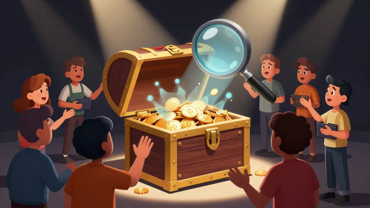 Crypto users eyeing a ghostly treasure chest of airdropped tokens