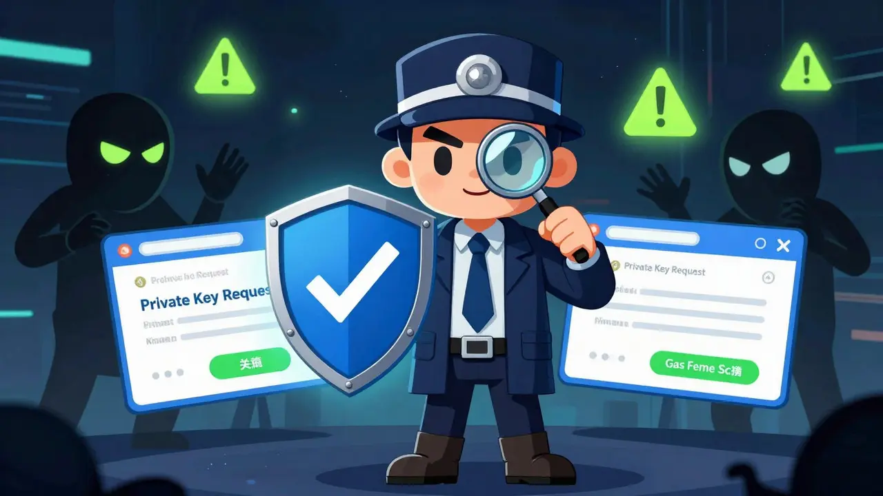 Detective character blocking scam websites and protecting user data