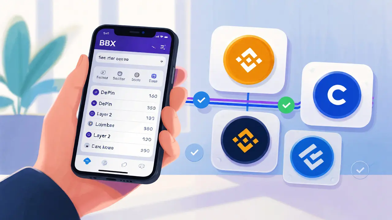 Smartphone displaying BBX analytics bridging the gap to external trading exchanges.