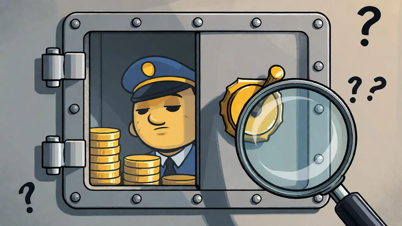 Translucent digital vault with basic security highlights transparency concerns