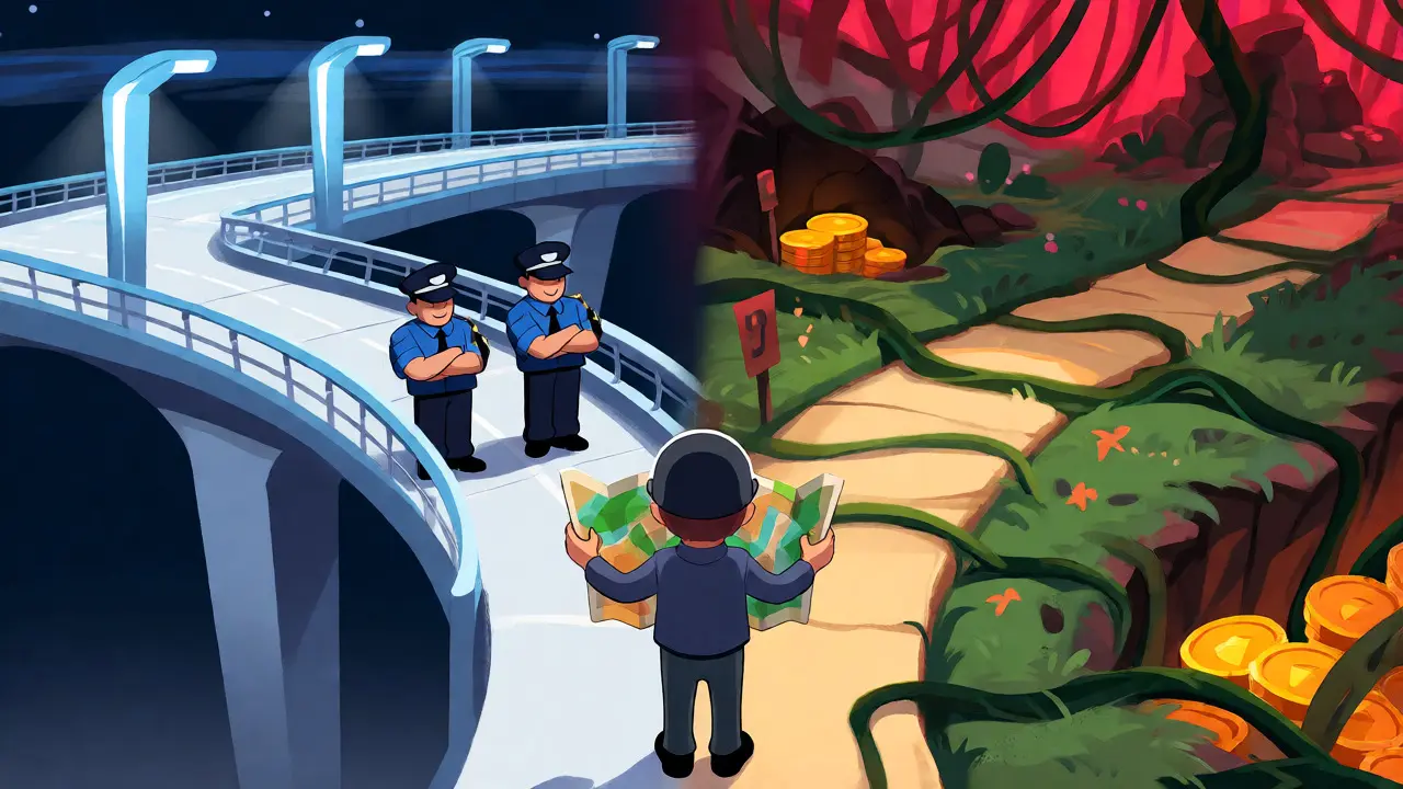 Comparison between secure CEX and risky DEX paths