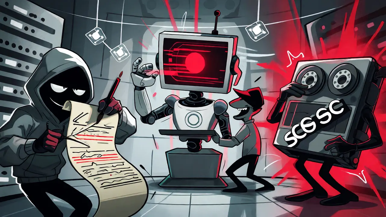 Personified hackers exploiting signature flaws, oracle errors, and replay attacks.